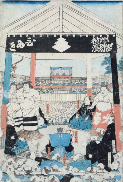 A szumóbirkózók most kezdik a meccset (fatömbnyomat) alkotó: Japanese School