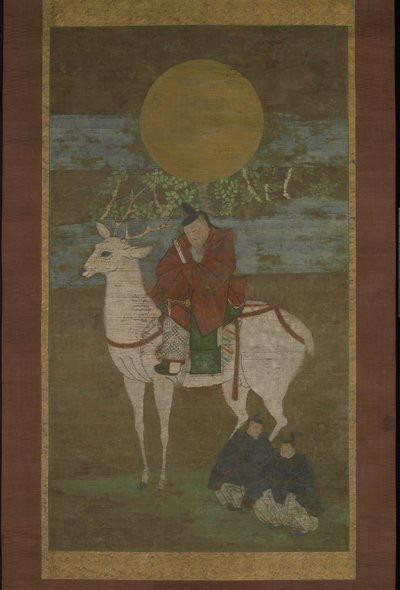 Az indulás Kasimából (az istenség Kasuga out), 14. század vége (Függő tekercs: tinta, szín és arany selyemen) alkotó: Japanese School