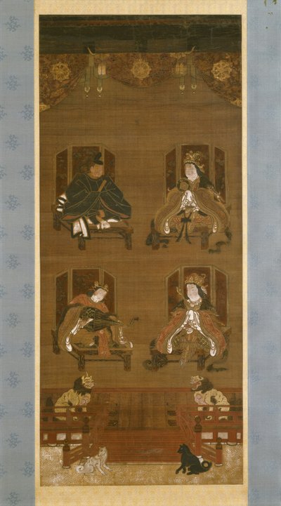 A K?yasan templomkomplexum négy istensége, 14. század vége, Nanbokuch? időszak (1336–92), függő tekercs (tinta, szín és arany selyemen) alkotó: Japanese School