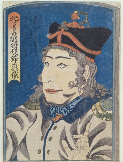 Az észak-amerikai Adams tábornok adjutáns, 1854 körül (színes fametszet) alkotó: Japanese School