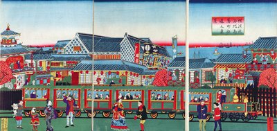 Vonat Yokohamában, a XIX. század második felében alkotó: Japanese School