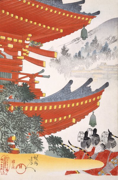 Harcosok indulnak, egy 19. századi fametszetalbumból (színes fatömbnyomat) alkotó: Japanese School