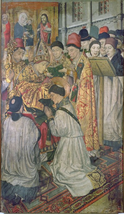 A Szent Vince-rend tablója, Saragossa püspöke, St. Valerio (olaj, tábla) alkotó: Jaume Huguet