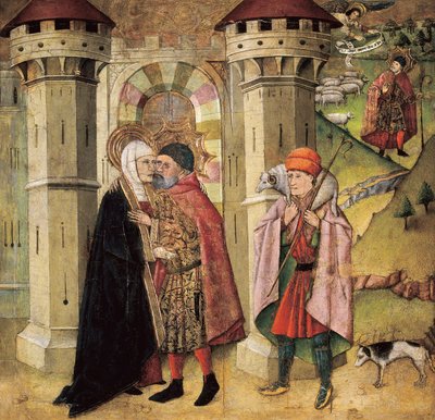 Szent Joachim és Sainte Anne az aranyajtónál alkotó: Jaume Huguet