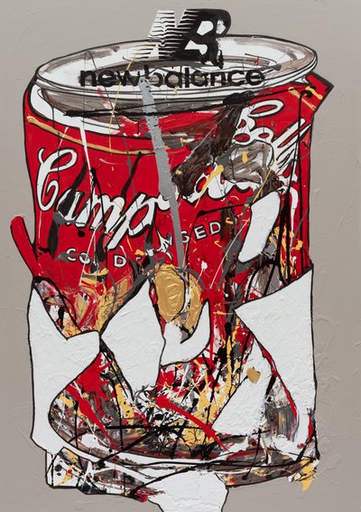 New Balance, 2019 (festék és tinta vászonra) alkotó: Jay Batlle