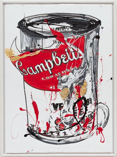 Soup Can 3 NewYorker, 2019 (házfesték és tinta vászonra) alkotó: Jay Batlle