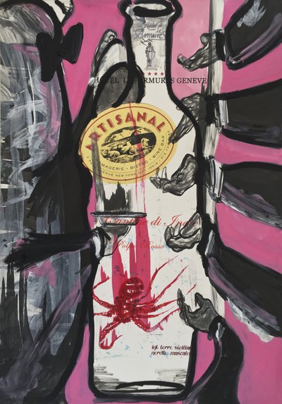 The Pink Slip, 2016 (vegyes technika, akvarellpapírra, panelen, a hátoldalon recept) alkotó: Jay Batlle