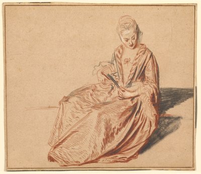 Ülő nő legyezővel alkotó: Jean-Antoine Watteau