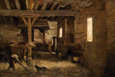 Egy pajta belseje alkotó: Jean-Baptiste-Camille Corot
