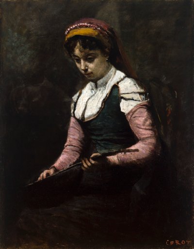 Lány mandolinnal alkotó: Jean-Baptiste-Camille Corot