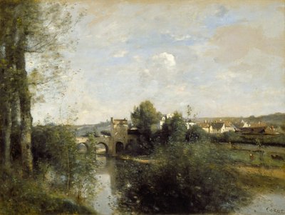 Szajna és a régi híd Limayban alkotó: Jean-Baptiste-Camille Corot