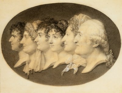 Augustin és családja profilportréja alkotó: Jean Baptiste Jacques Augustin