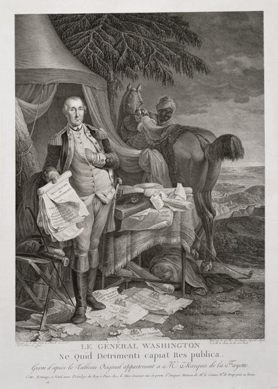 Washington tábornok, Nehogy a Köztársaság kárt szenvedjen, vésette Noël Le Mire (1724-1801), c. 1785 (metszet) alkotó: Jean-Baptiste (after) Le Paon