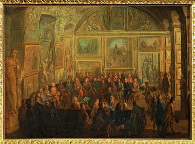 A Louvre-i Diane-szalon látképe;a Festészeti Akadémia ülése ... alkotó: Jean Baptiste (after) Martin