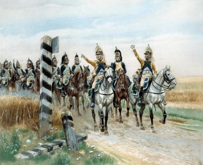 A határállomás, Edouard Detaille (1848-1912) 23. Sárkány-akvarellje. 19. század. Párizs, Musee de l