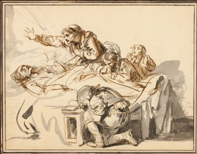 Egy halott férfit gyászoló nők és gyerekek alkotó: Jean-Baptiste Greuze