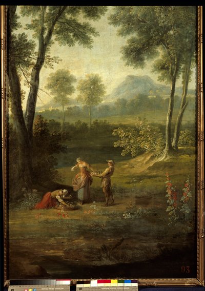 Az öt érzékszerv: „” a szag”” Jean Baptiste Oudry (1686-1755) dekoratív táblájának részlete, 1749 Versailles, musee du chateau. alkotó: Jean Baptiste Oudry