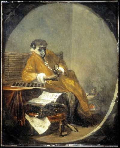 A majom – J.B. Chardin alkotó: Jean Baptiste Simeon Chardin