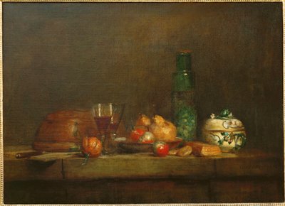 egy tál olajbogyó (olaj, vászon) alkotó: Jean-Baptiste Simeon Chardin