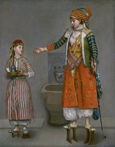 Egy török ruhás hölgy és a szolgája alkotó: Jean-Étienne Liotard