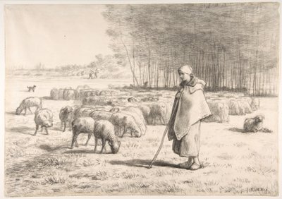 Pásztorlány a nyájával alkotó: Jean-Francois Millet
