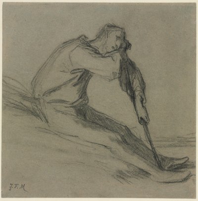 Ülő paraszt, aki kapán pihen alkotó: Jean-Francois Millet