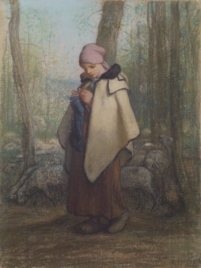 A kötő pásztorlány alkotó: Jean-Francois Millet