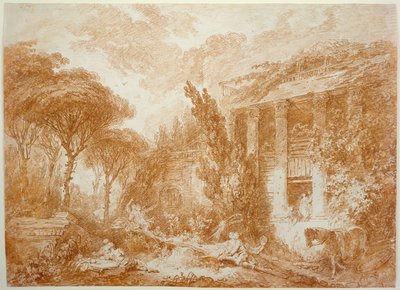 A marburgi vár parkjának tájképe alkotó: Jean-Honore Fragonard