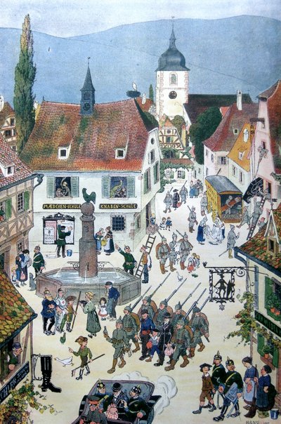 Németek elfoglalják Elzászt (színes litho) alkotó: Jean-Jacques Waltz