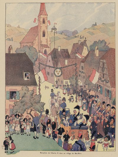 X. Károly francia király fogadása Bas Rhin egyik falujában, Elzászban alkotó: Jean-Jacques Waltz