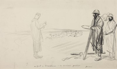 A pezsgőfronton - Az utolsó ima, 1914-1919 körül (fekete tinta, papír) alkotó: Jean-Louis & Caran D