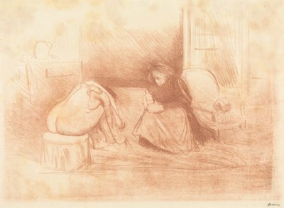 Nő a toalettjénél szobalányával (második fekvő tábla) alkotó: Jean-Louis Forain