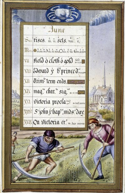 Júniusi naptár és a rák jele – Jean Bourdichon „" Hours d