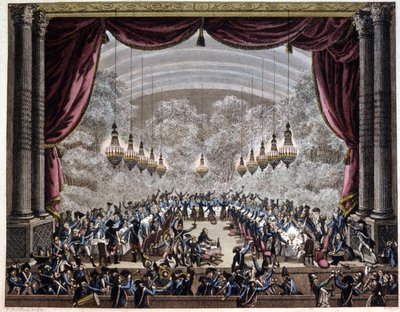 Francia forradalom: őrök lakomája Párizsban, 1750-1800 körül (metszet) alkotó: Jean (after) Duplessis-Bertaux