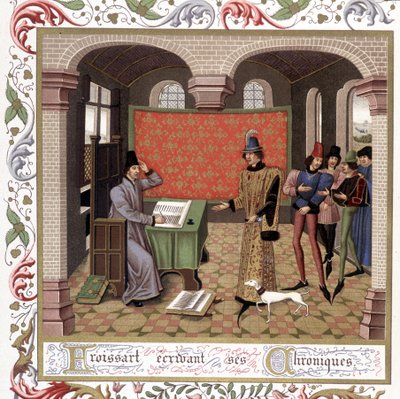 Froissart írja krónikáit - Miniatűr, Középkor alkotó: Jean (after) Froissart