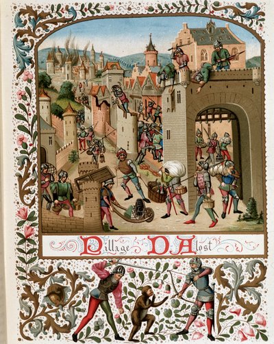 Aalst (flamand Belgium) kifosztása, középkor alkotó: Jean (after) Froissart