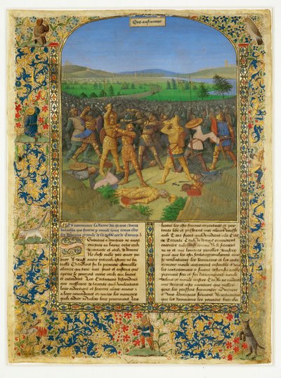 A rómaiak és a karthágóiak közötti csata, valószínűleg a cannai csata ... alkotó: Jean (style of) Fouquet