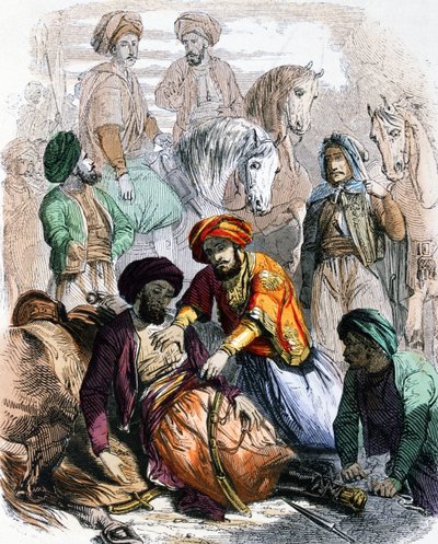 Ibrahim pasa (1789-1848) megáld egy haldokló katonát a vahhábiták elleni hadjárat során. alkotó: Jean Adolphe Beauce