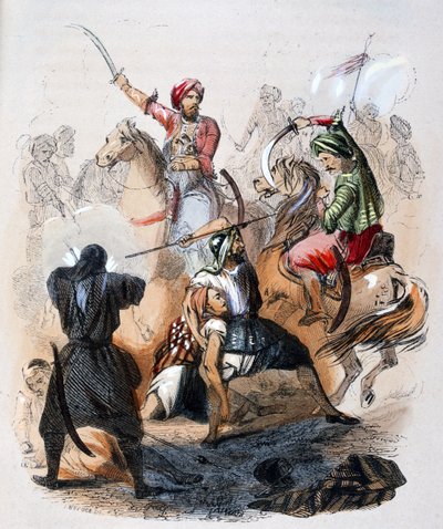 Ibrahim pasa (1789-1848) a csatatéren, a vahhábiták elleni hadjárat során. alkotó: Jean Adolphe Beauce