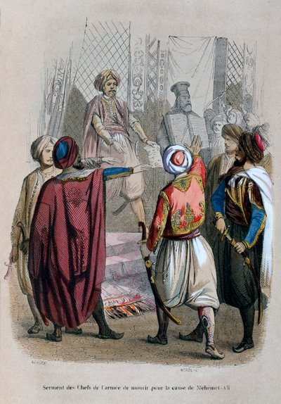 A hadsereg parancsnokainak esküje, hogy meghalnak Mehmet Ali ügyéért, Egyiptom, 1805 1847 alkotó: Jean Adolphe Beauce