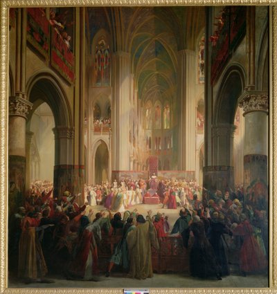 A párizsi birtokok találkozója a Notre-Dame-ben IV. Károly halála után (1295-1328) alkotó: Jean Alaux