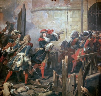 XIV. Lajos vezeti a Valenciennes-i támadást, 17. század. alkotó: Jean Alaux
