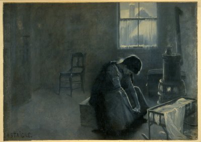 Kemény tél volt, kocsma. 1893 (színes litográfia) alkotó: Jean Alexandre Michel Andre Castaigne