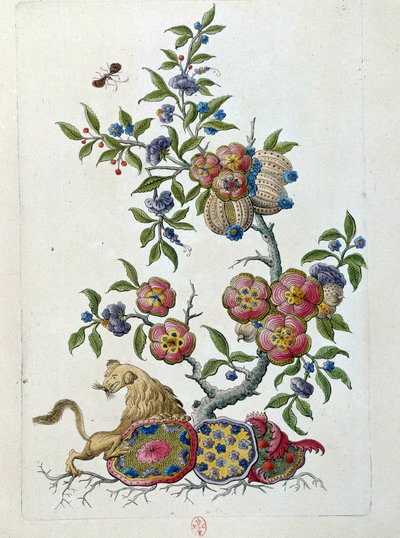 Rajz egy kínai vázából: virágág. Jean Antoine Fraisse festménye (XVIII. század) alkotó: Jean Antoine Fraisse