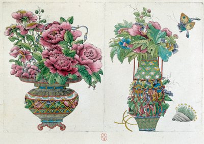 Rajz kínai vázából: virágcserép. Jean Antoine Fraisse festménye (XVIII. század) alkotó: Jean Antoine Fraisse