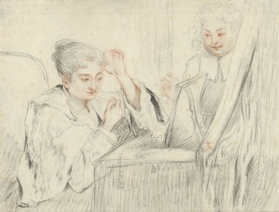 Rosalba Carriera (?) a wc-jénél alkotó: Jean Antoine Watteau (possibly)