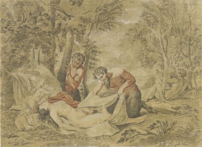 Két szatír kémkedik egy alvó nimfára alkotó: Jean Antoine Watteau (rejected attribution)