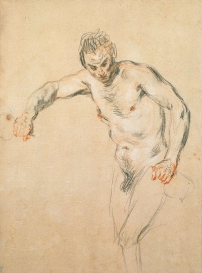 Egy szatír bort öntve, 1716 körül (kréta papíron) alkotó: Jean Antoine Watteau