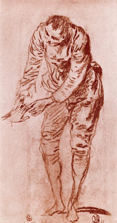 Egy tanulmány Sanguine-ban, 1913. alkotó: Jean Antoine Watteau