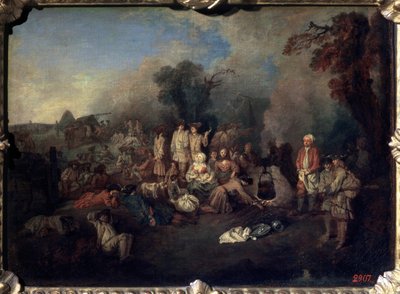 Bivak, c1710 alkotó: Jean Antoine Watteau